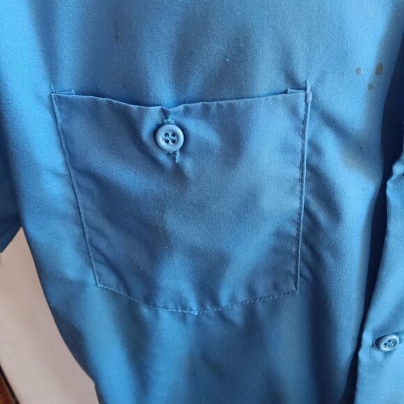 Men's Large Vintage Work Shirt Union Made USA Button-Up Distressed 80's Mechanic - Picture 7 of 9